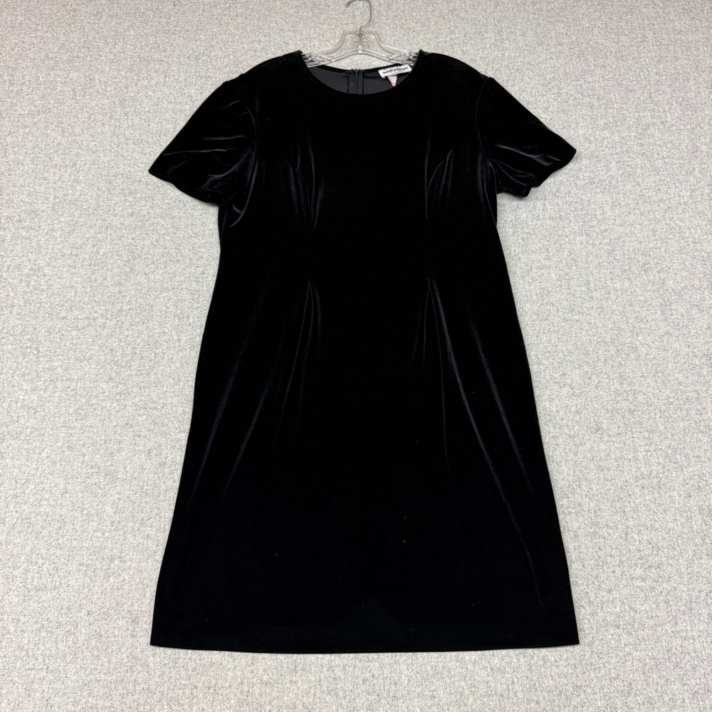 Wayne Diamond Designs Velvet Sheath Dress 14 Black Short Sleeve Cocktail Formal